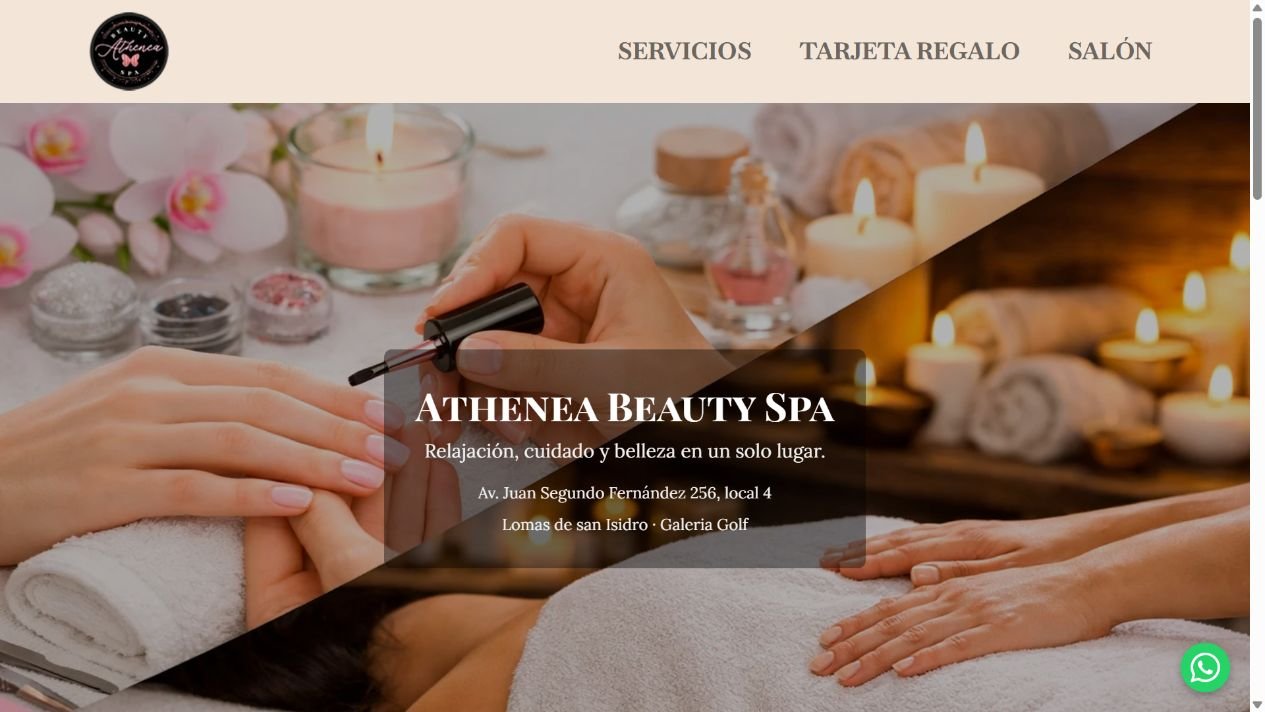 Captura del sitio web de Athenea Beauty Spa